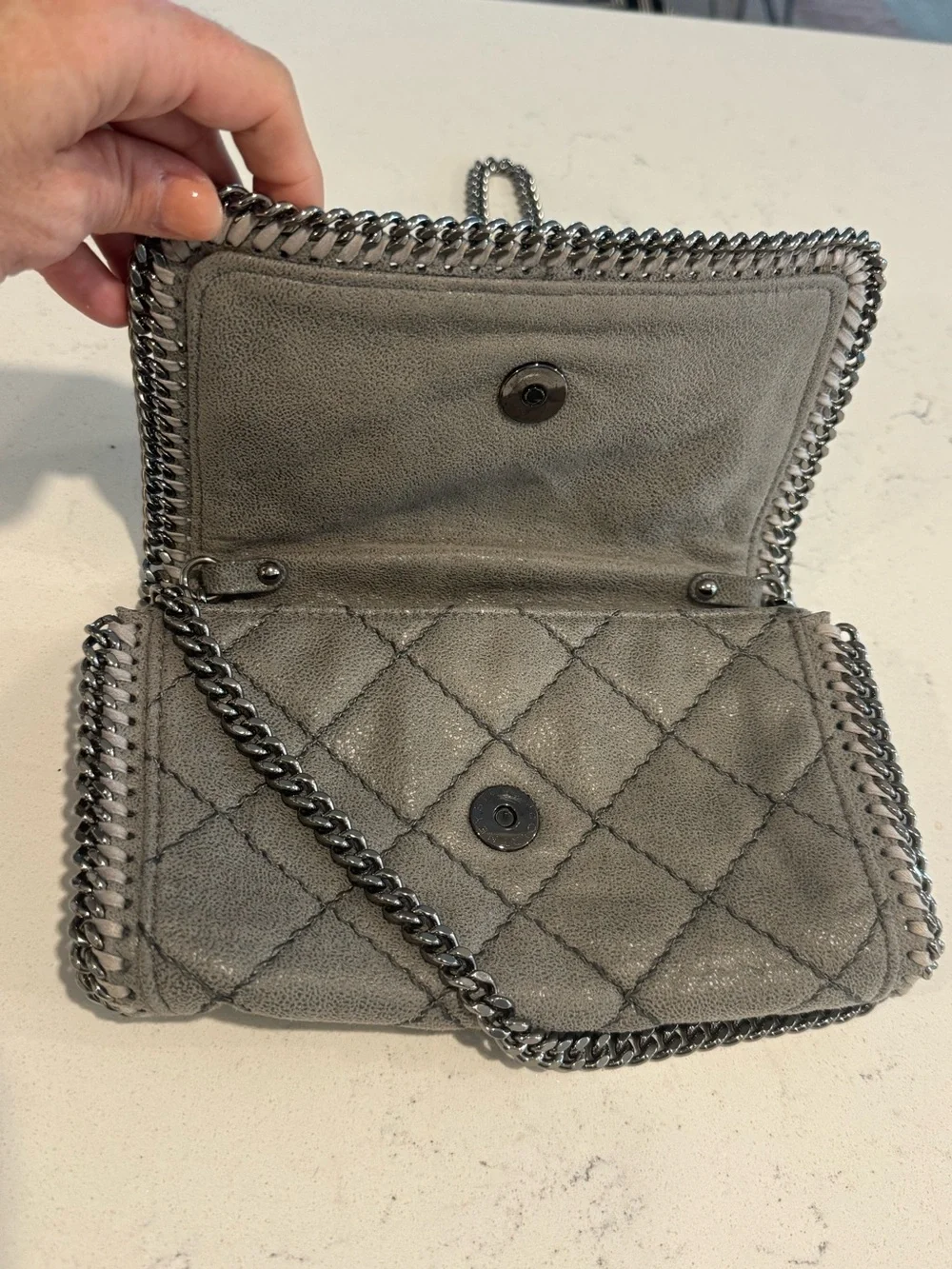 Stella McCartney Falabella Grey Quilted Crossbody Bag